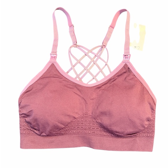 A Pea in the Pod Other - A Pea in the Pod Dusty Rose Crisscross Seamless Sports Bralette